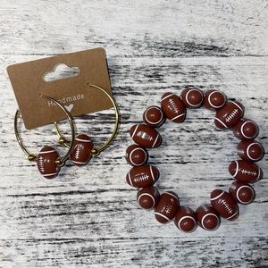 Football Earrings & Bracelet